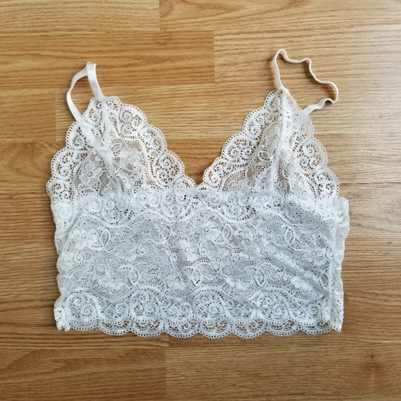 Spaghetti strap full white lace crop top bralette - Picture 1 of 8